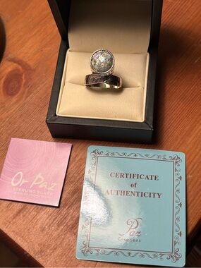 Or Paz Iridescent Round Sterling Silver Statement Ring - box not included